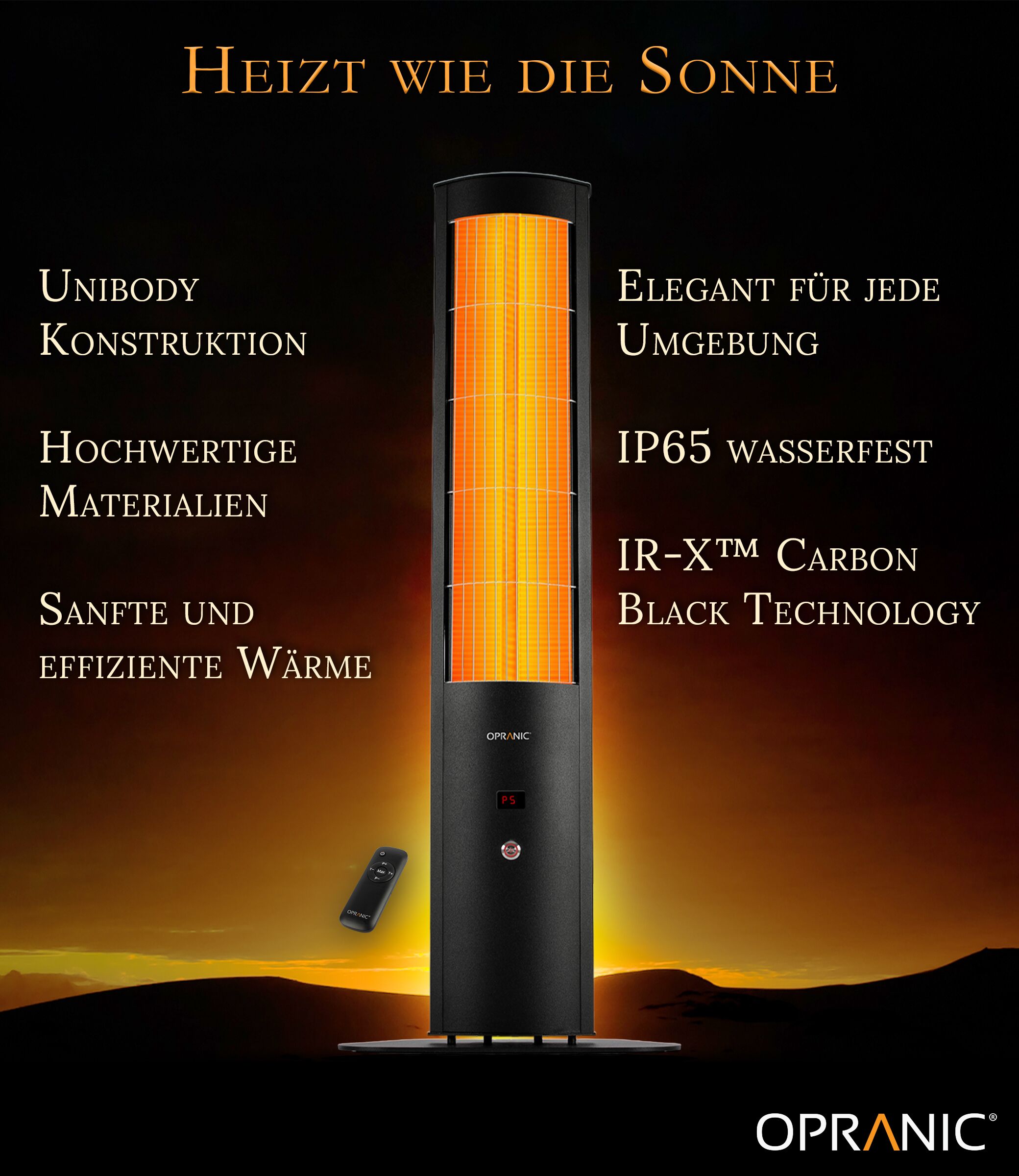 Opranic Thor S70 Infrarotheizung mit Unibody-Konstruktion und IR-X Carbon Black-Technologie