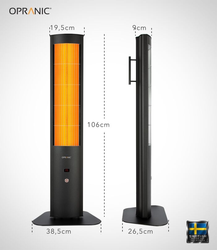 Dimensions of Opranic Thor S70 outdoor infrared heater