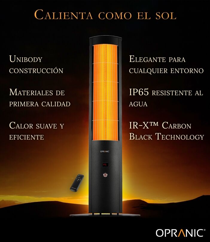 Calefactor infrarrojo Opranic Thor S70 con construcción Unibody y tecnología IR-X Carbon Black