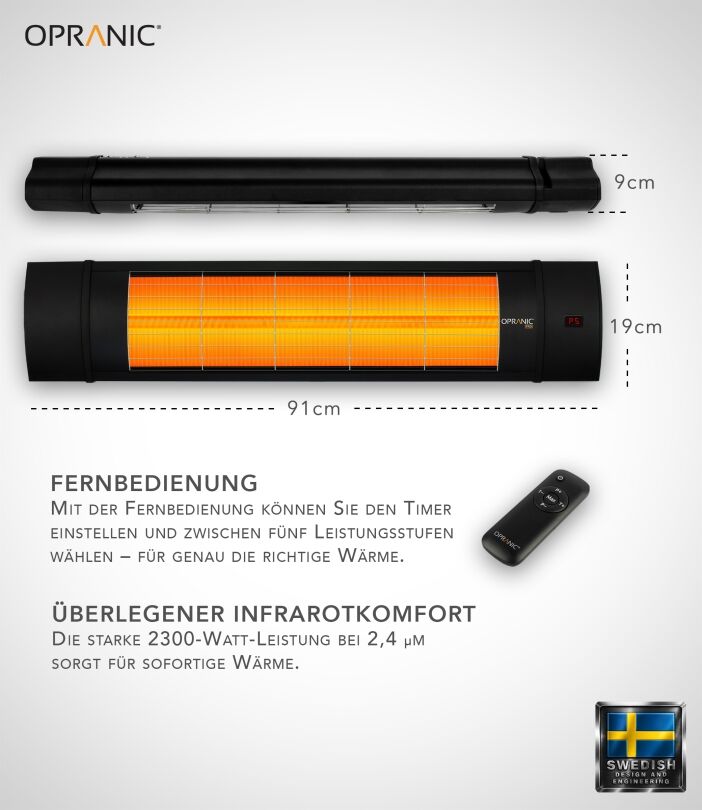 Opranic PRO V70 ferngesteuerter Wandheizstrahler