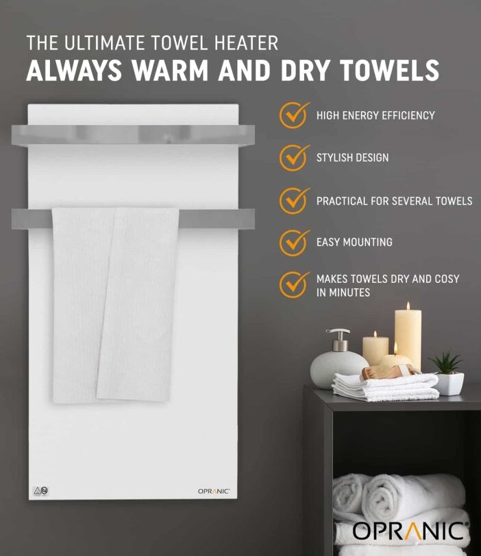 Opranic Infrared Panel heater with Towel holder P5 Serie